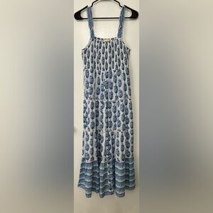 PLAYA LUCILA Women Smocked Border Cotton Dress Size Large Summer Resort Vacay